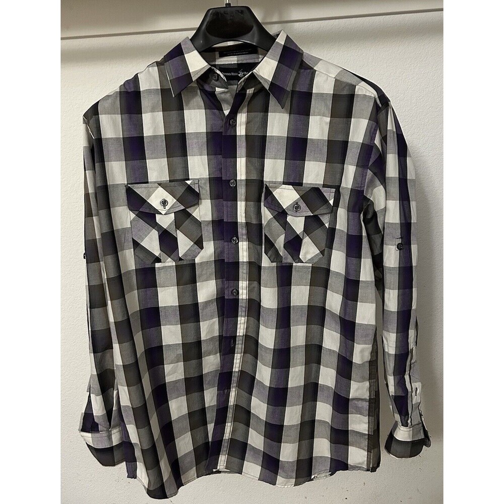 Beverly Hills Mens XL Polo Club Button Down Flannel T-shirt